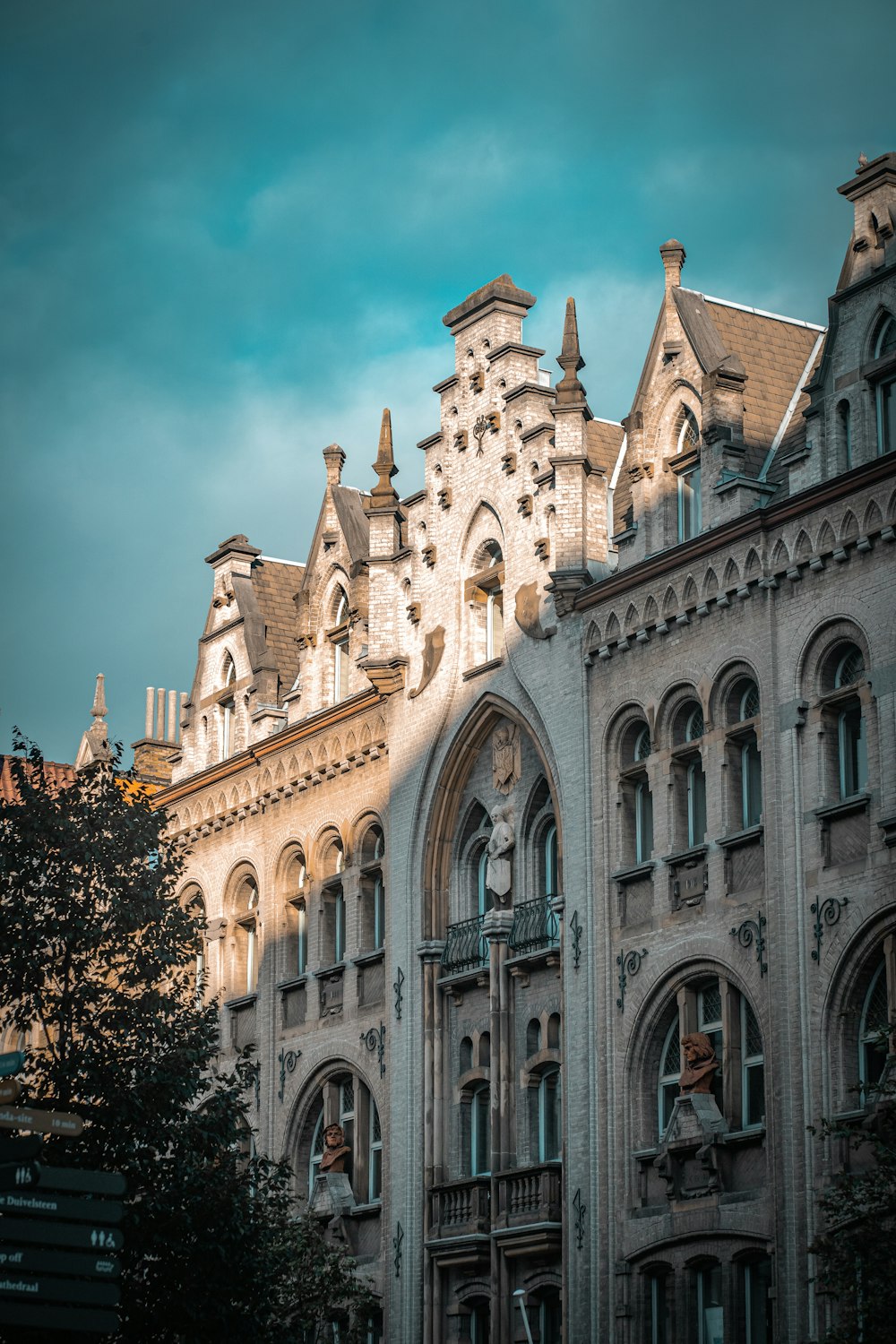 a large building with a clock on the front of it