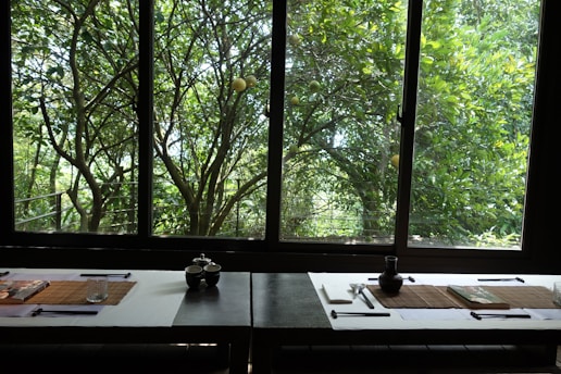 A serene dining table set with healthy dishes and fresh ingredients, inviting a mindful eating experience.
