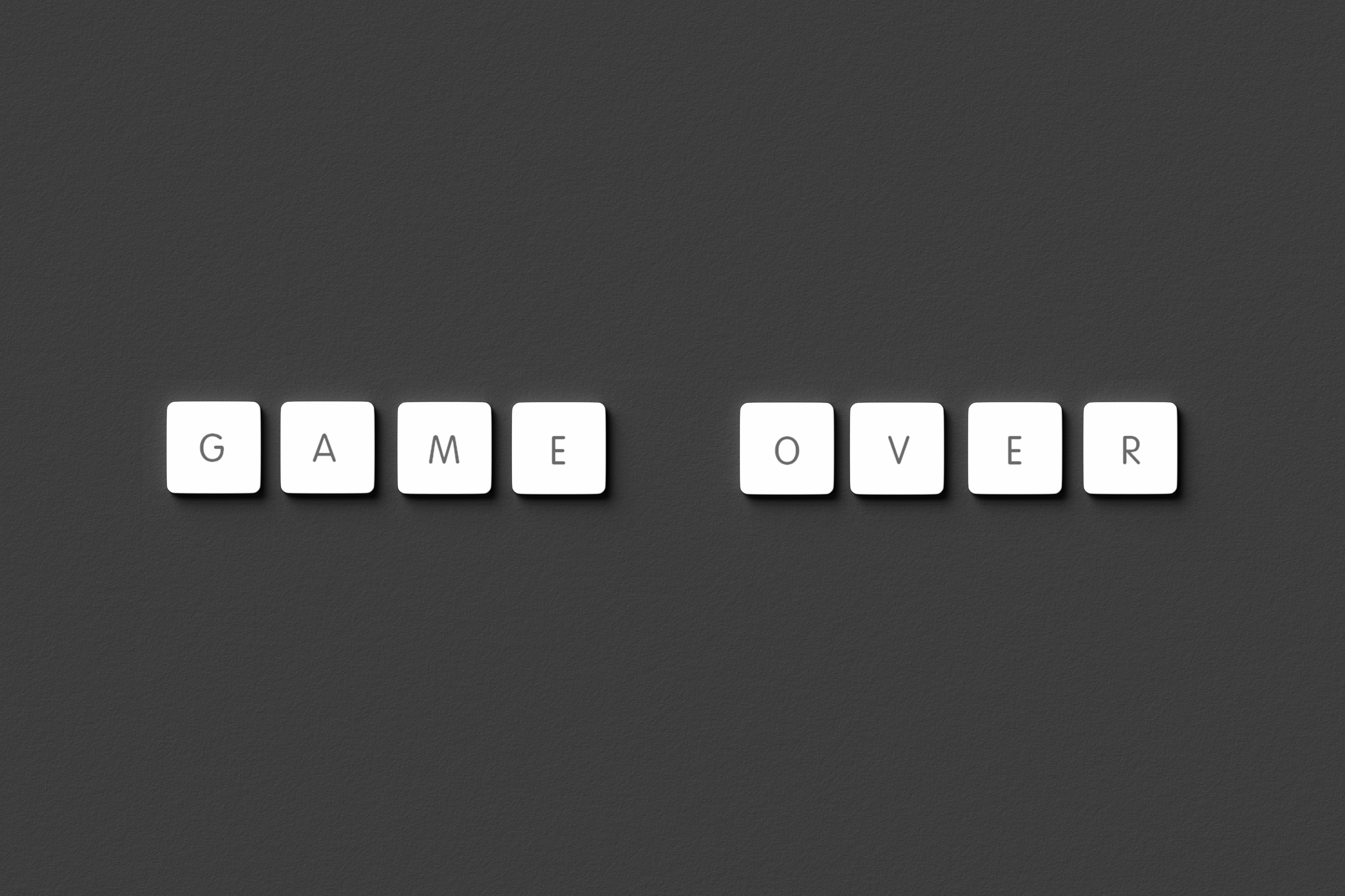 Game Over Game over information lettering.