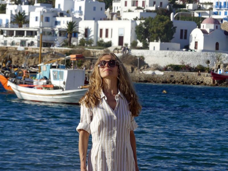 Sexy mature Greek beauty by the sea