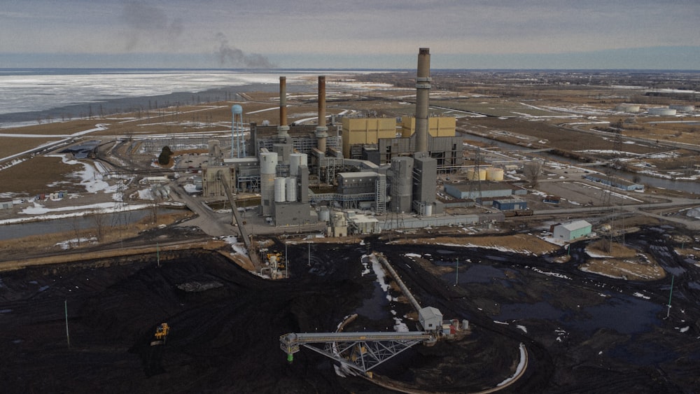 an aerial view of a large industrial plant