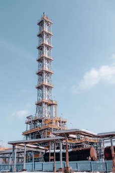 a very tall tower with a lot of pipes