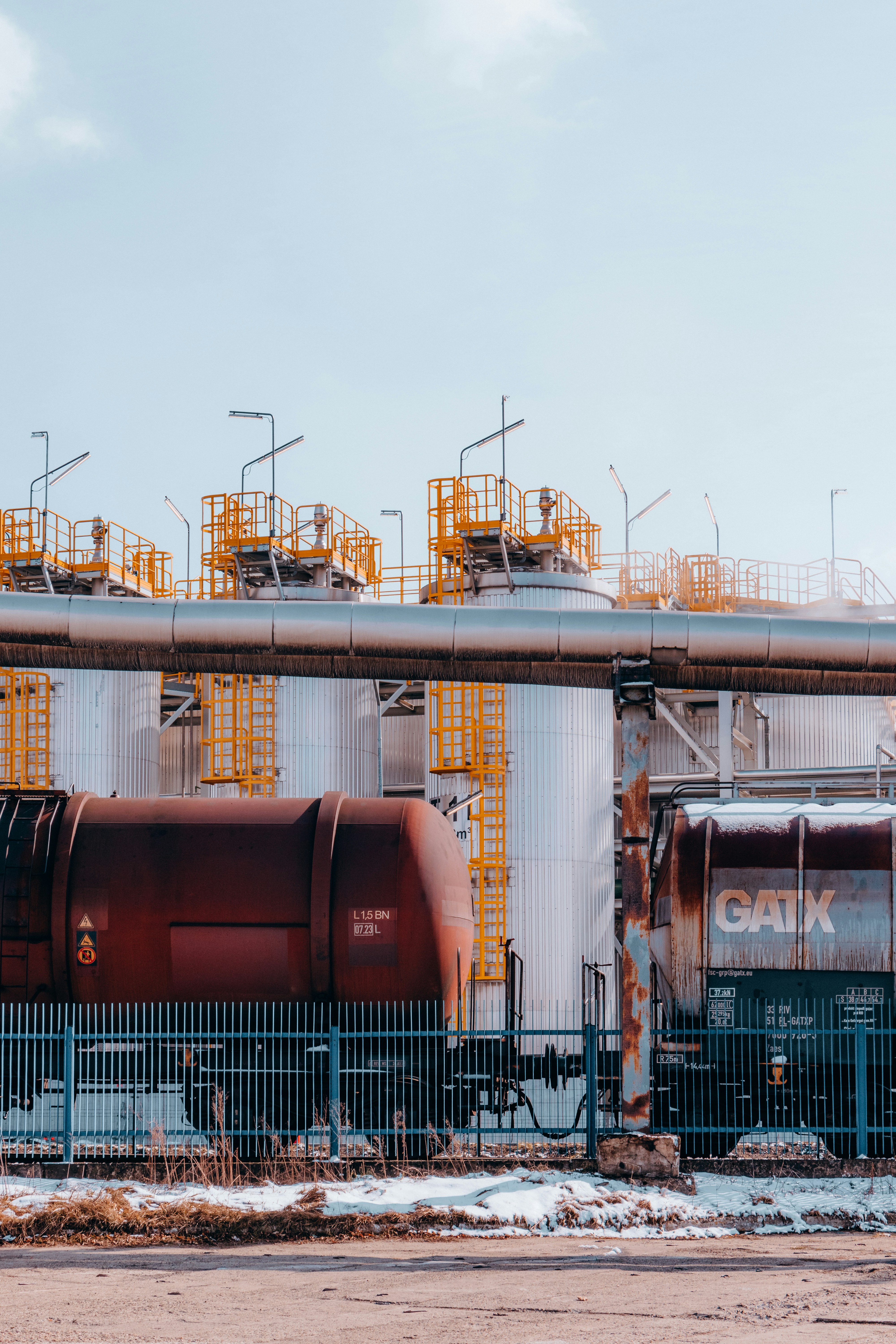 Oil train carriages near petrol refinery in Trzebinia, Poland.