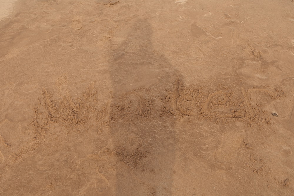 a shadow of a person on a sandy beach