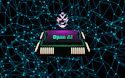 A futuristic and digital-themed image features a stylized circuit board with the words 'Open AI' in bold, glowing letters. Above it is a design that resembles an AI or robot face with neon accents. The background consists of a network of interconnected blue lines and nodes, suggesting themes of technology and connectivity.