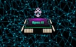 A futuristic and digital-themed image features a stylized circuit board with the words 'Open AI' in bold, glowing letters. Above it is a design that resembles an AI or robot face with neon accents. The background consists of a network of interconnected blue lines and nodes, suggesting themes of technology and connectivity.