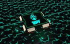 a computer chip that is glowing green in the dark