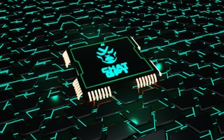 a computer chip that is glowing green in the dark by BoliviaInteligente (@boliviainteligente)