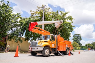 a truck with a crane on the back of it