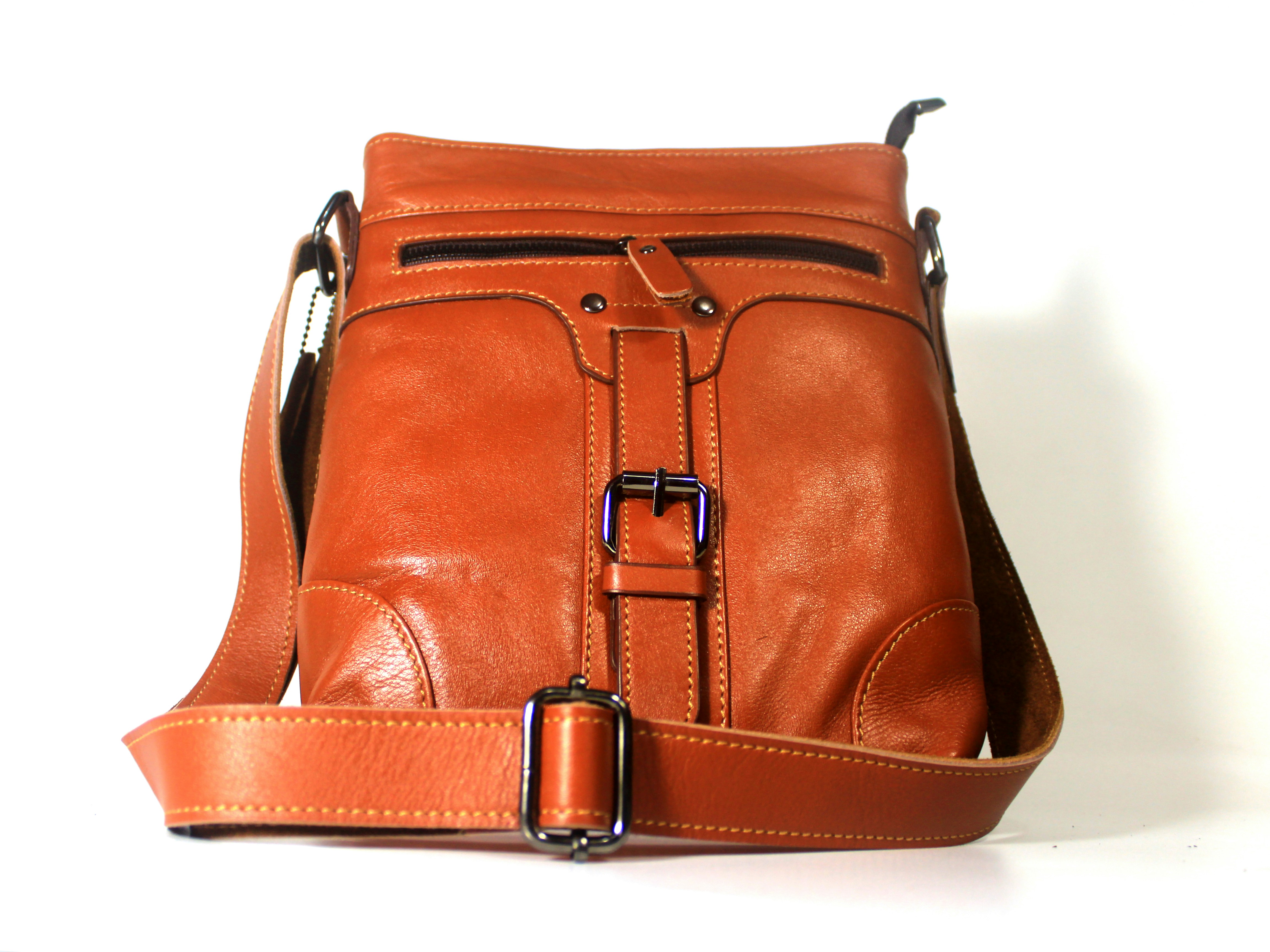 Leather Messenger Bag by ThreadShop Studio — clothing product on clean background