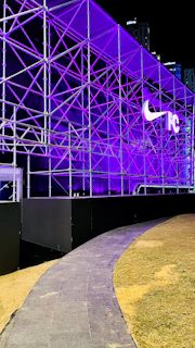 Professional aluminium frame system supporting a large branded media wall at a product launch event