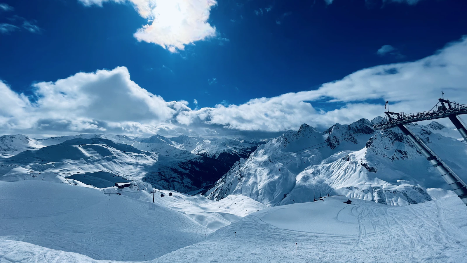 Snow covered mountain with a ski lift above St. Anton am Arlberg