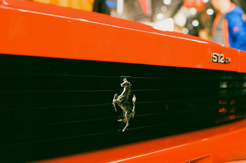 a close up of a car's hood ornament