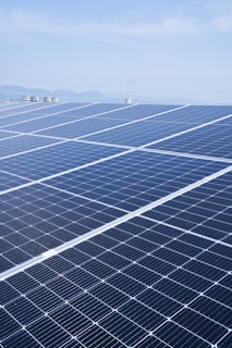 a large solar panel with a sky background