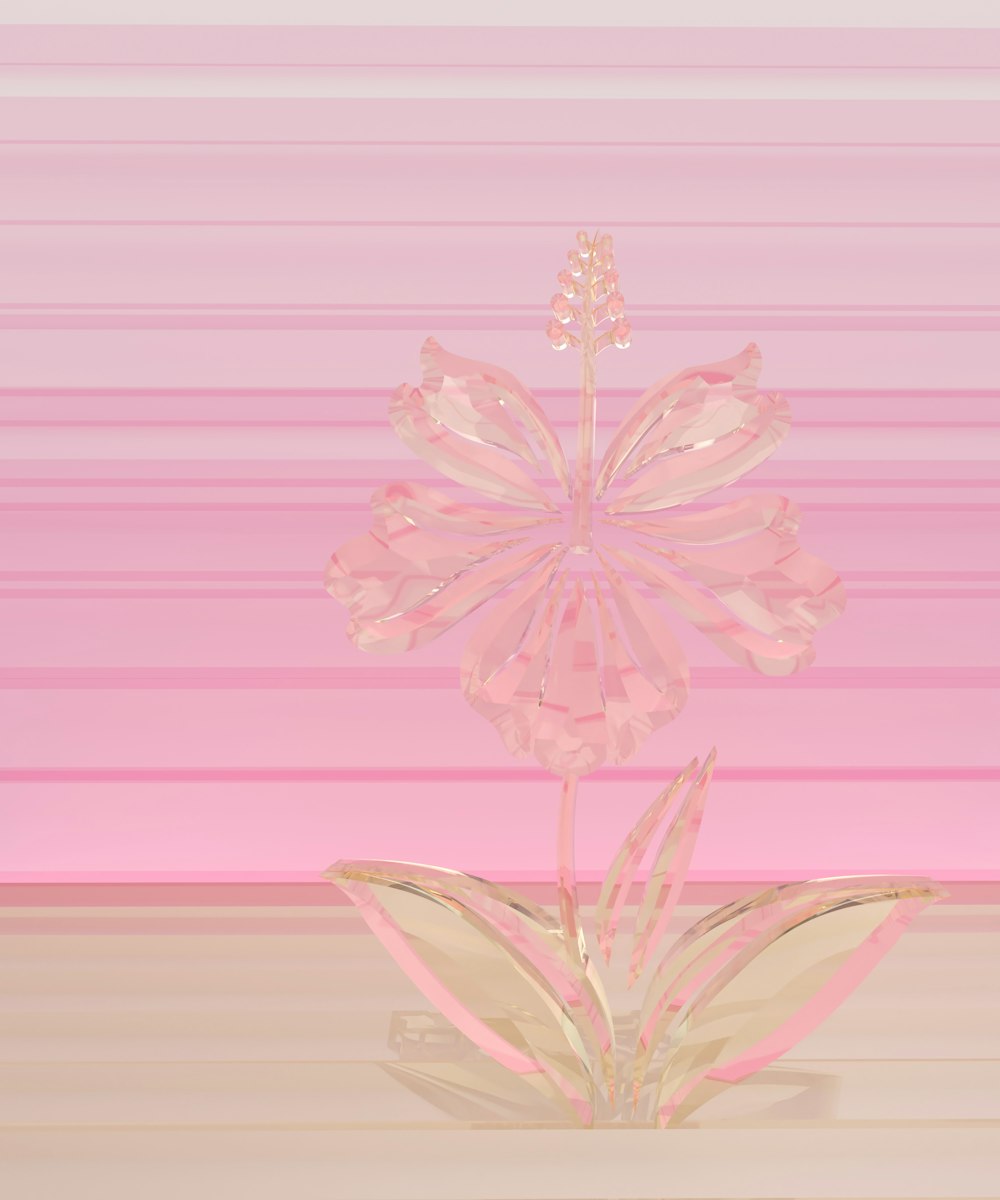 a pink flower on a pink and beige background