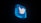 A 3D blue cube with a glowing outline featuring a white bird in flight, representing a social media logo, set against a dark background.