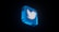 A 3D blue cube with a glowing outline featuring a white bird in flight, representing a social media logo, set against a dark background.