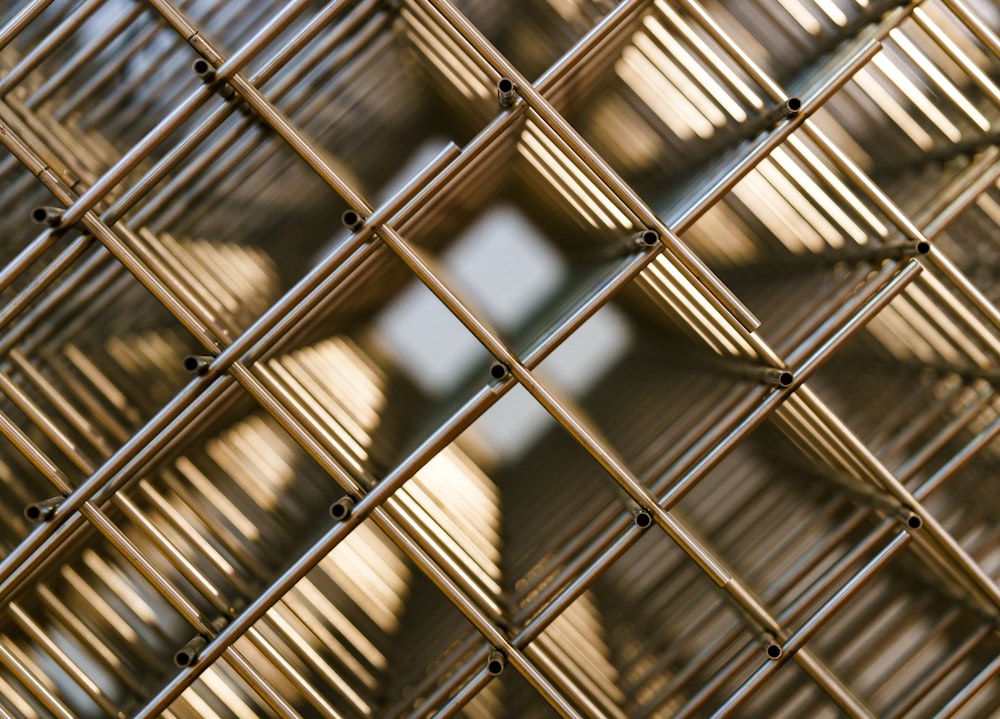 a close up view of a metal fence
