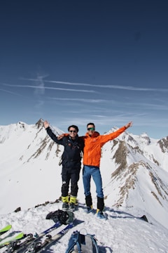 A cheerful ski team celebrating their achievements.