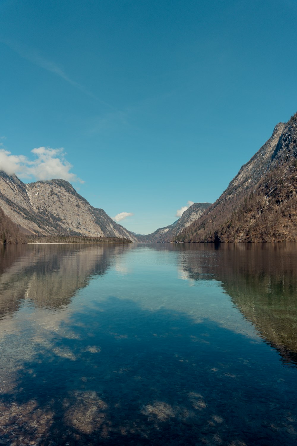 a large body of water surrounded by mountains