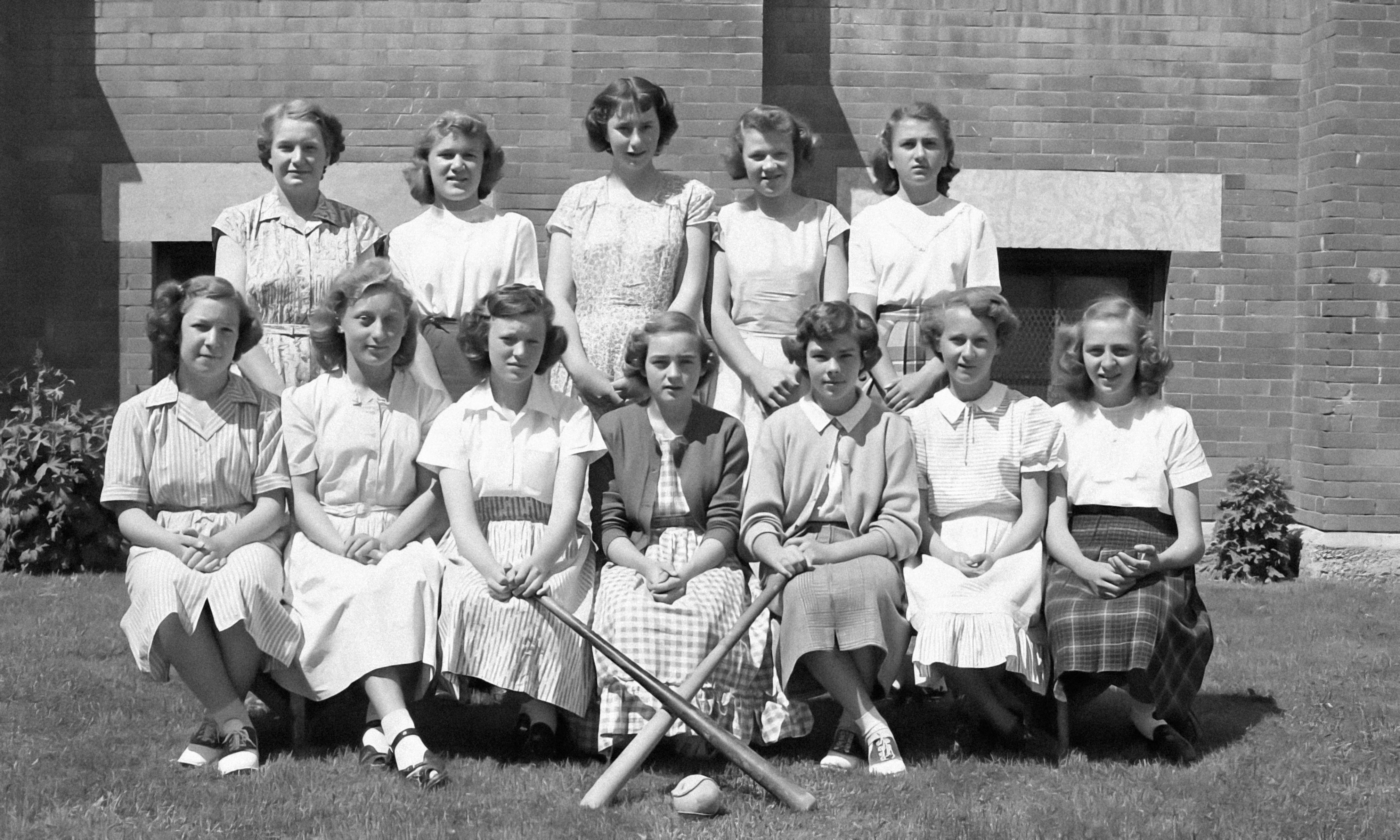1950s. Girls baseball team