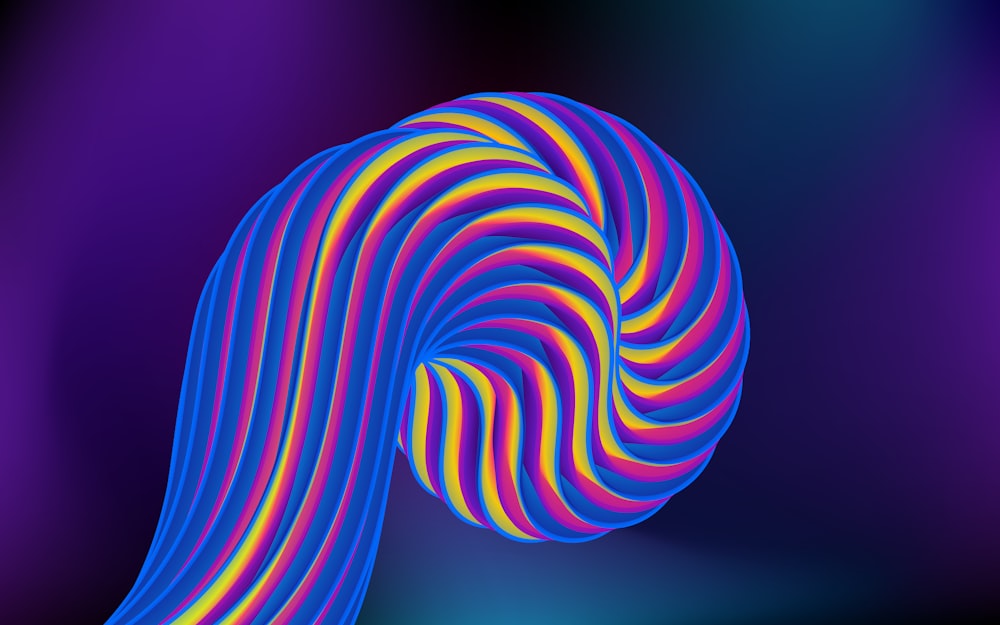 a very colorful swirl on a black background