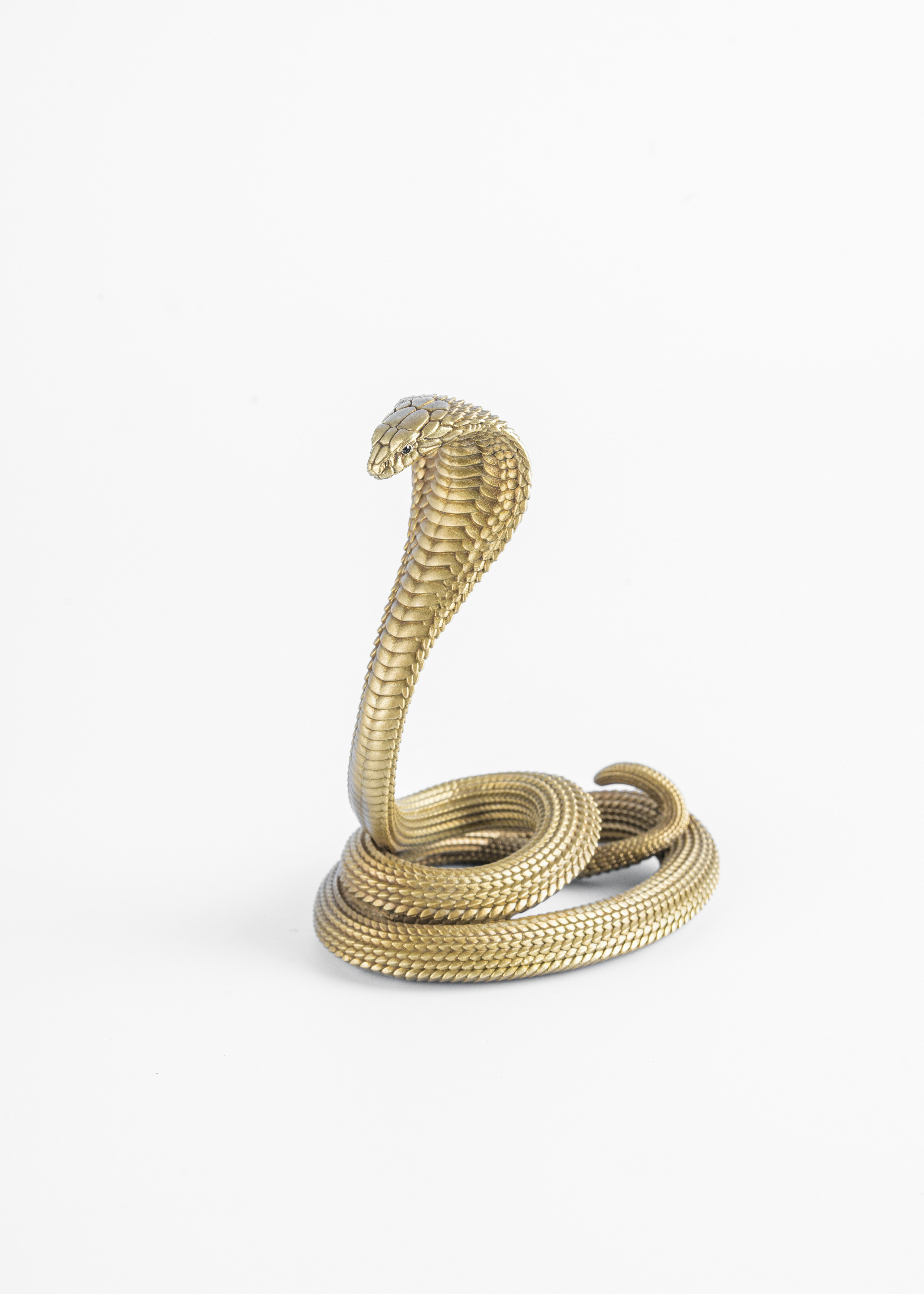 A gold snake statue on a white background photo Free Cobra Image on