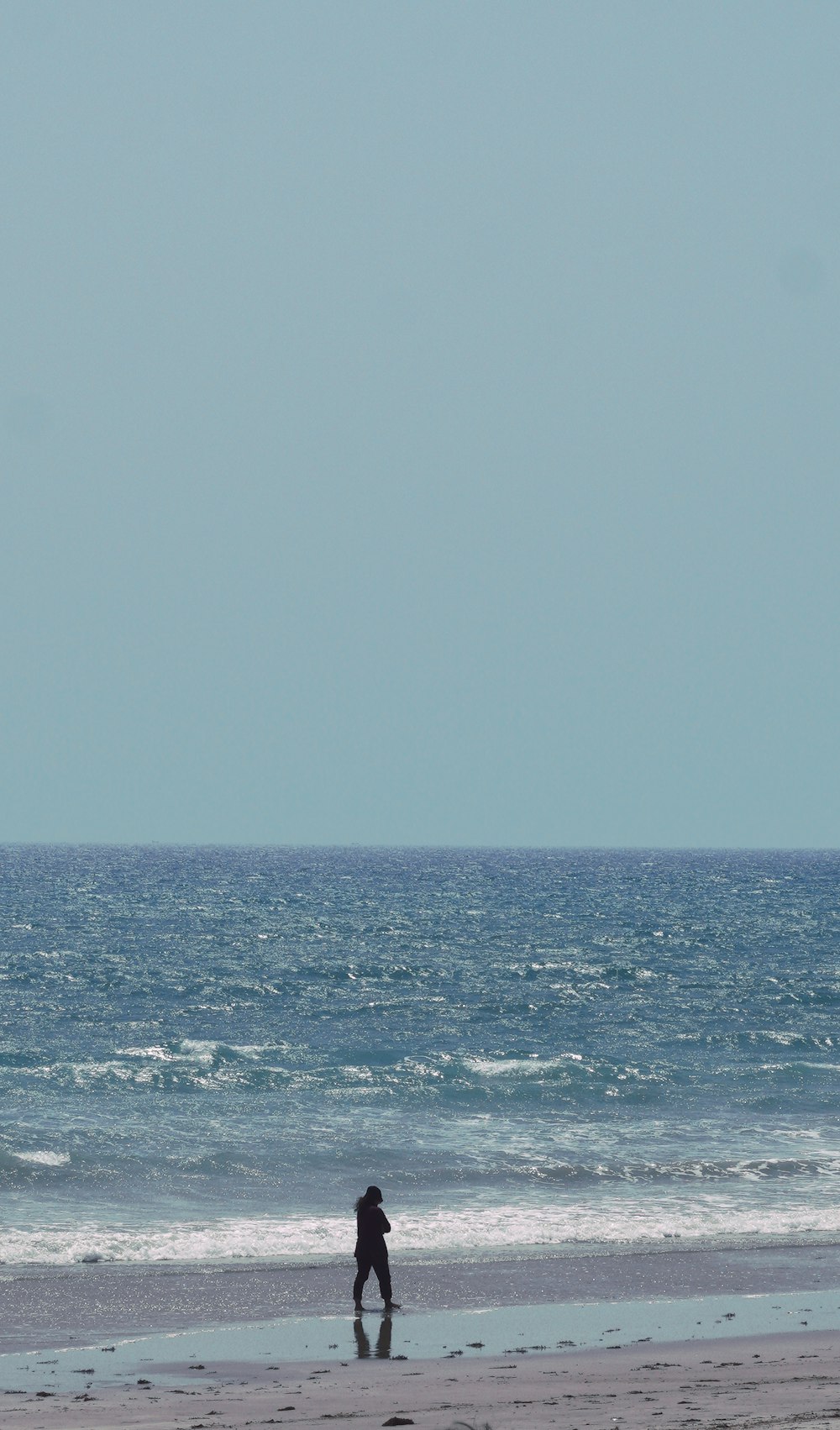 a person walking on a beach with a kite in the sky