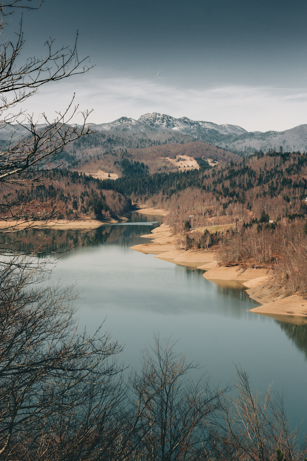 a large body of water surrounded by mountains