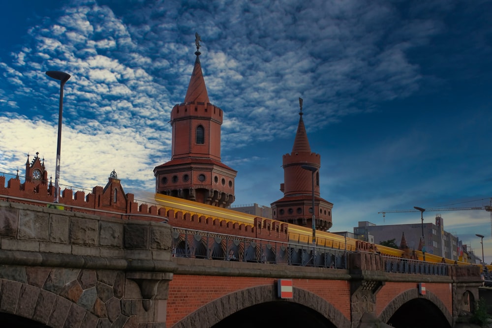 a bridge with a train going over it