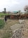 A rural scene features a herd of cattle being guided by a person carrying a bucket. The setting is a farm with grassy and rocky terrain, surrounded by fields and trees. In the background, there is a small building with a green roof and some other structures.