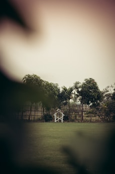 A serene outdoor scene with a beautifully painted fence and garden, representing the transformation of outdoor spaces.