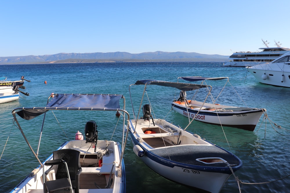 a number of small boats in a body of water