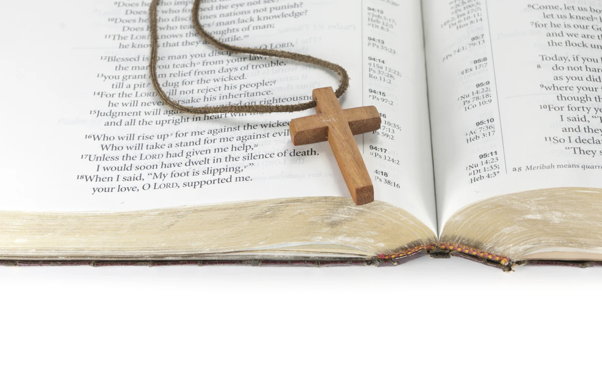 A simple wooden cross necklace, quiet faith