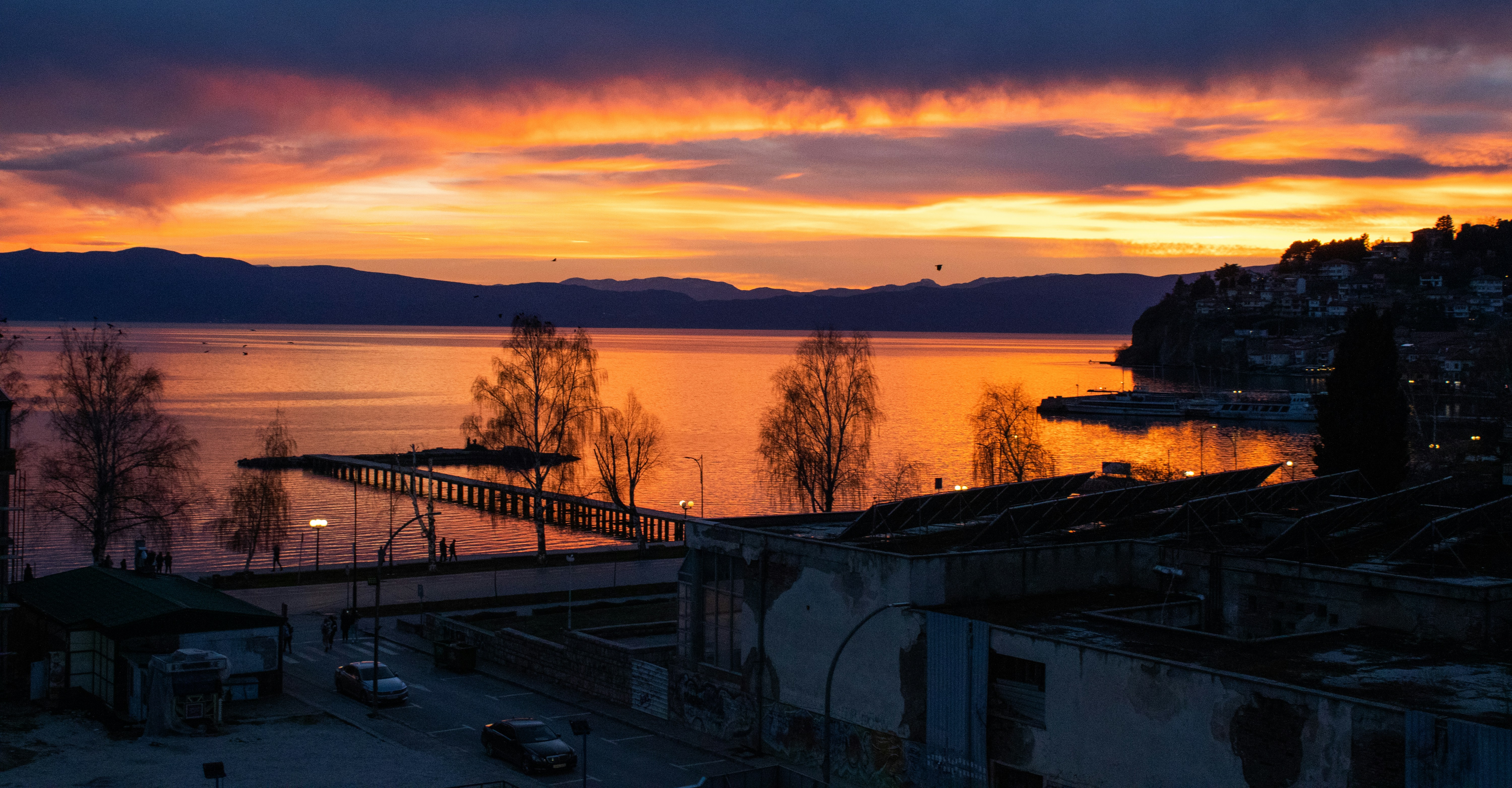 a sunset view of a body of water, Sunset In Ohrid