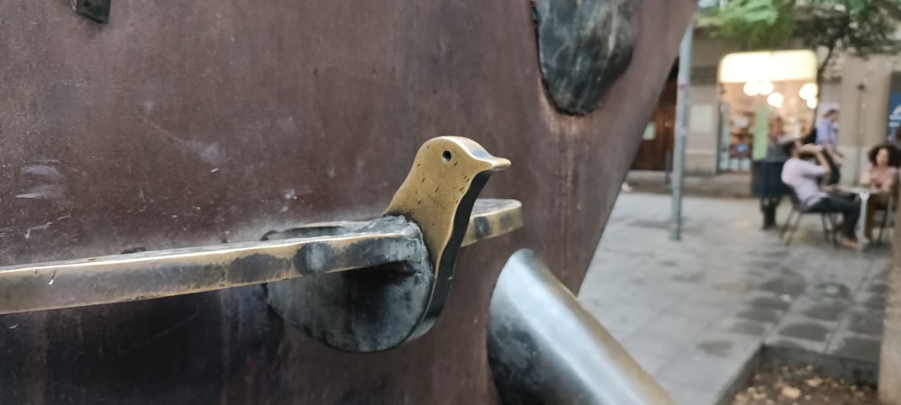 a close up of a door handle on a door