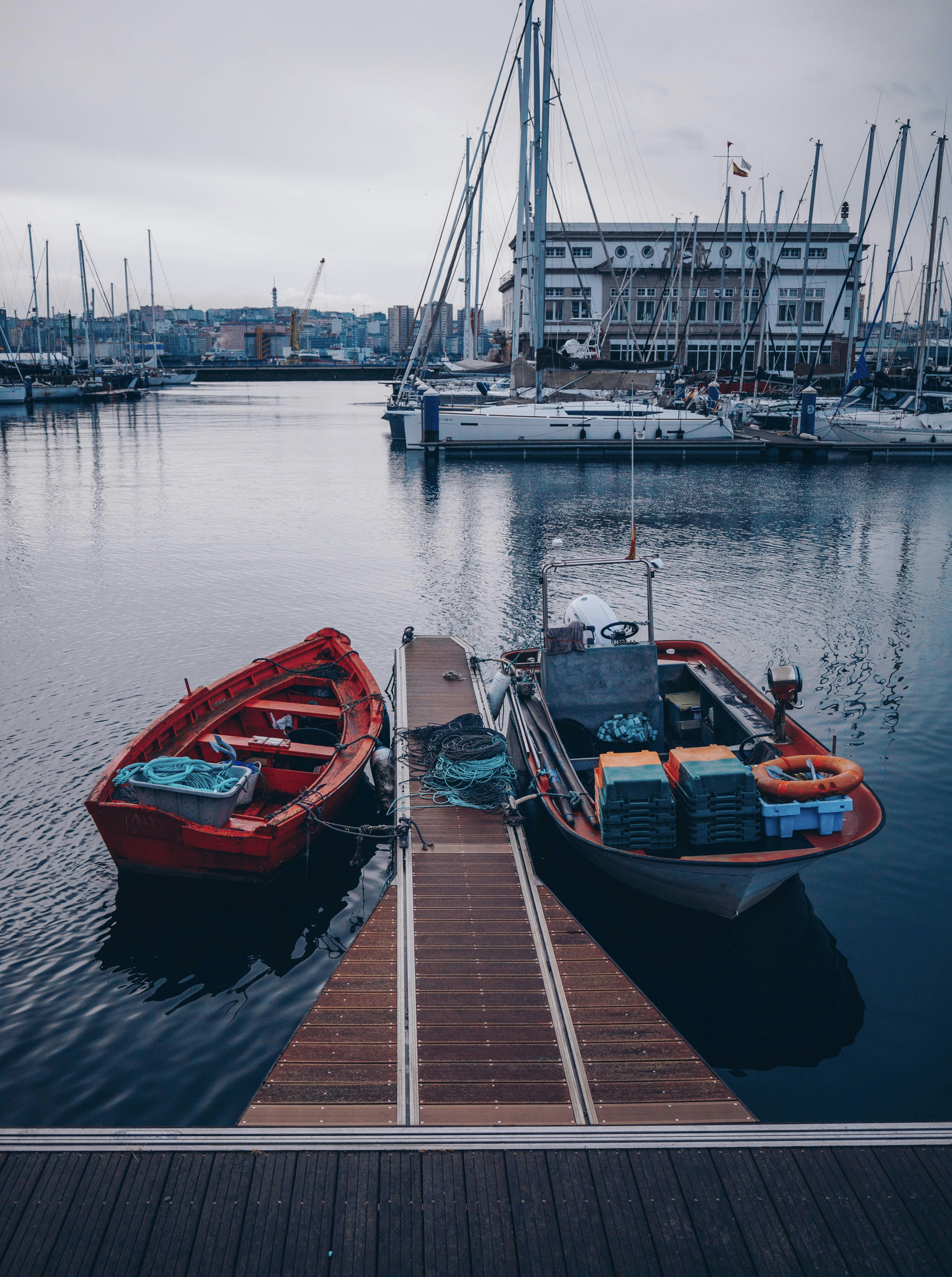 a couple of boats that are sitting in the water
