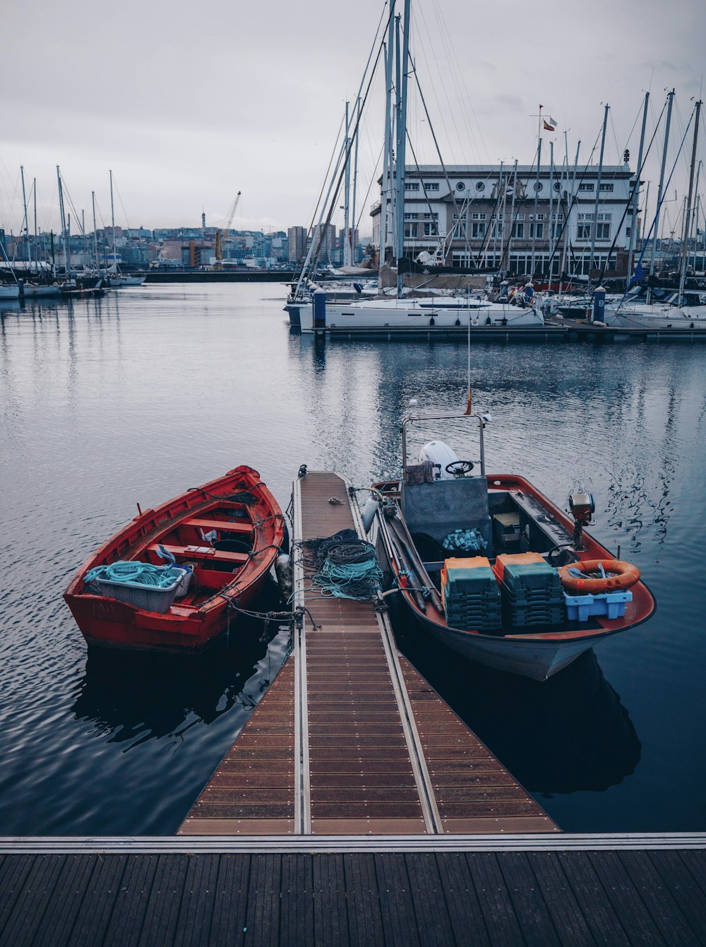 a couple of boats that are sitting in the water