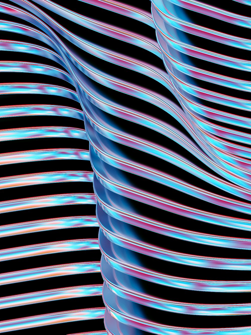 a black background with blue and pink lines