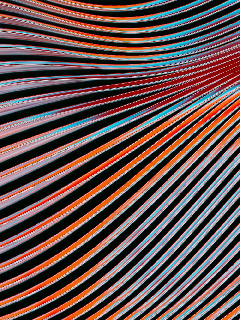 a black background with red, blue, and orange lines