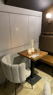 Cozy dining corner with a small table set for a relaxing meal