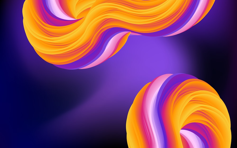a computer generated image of an orange and purple swirl
