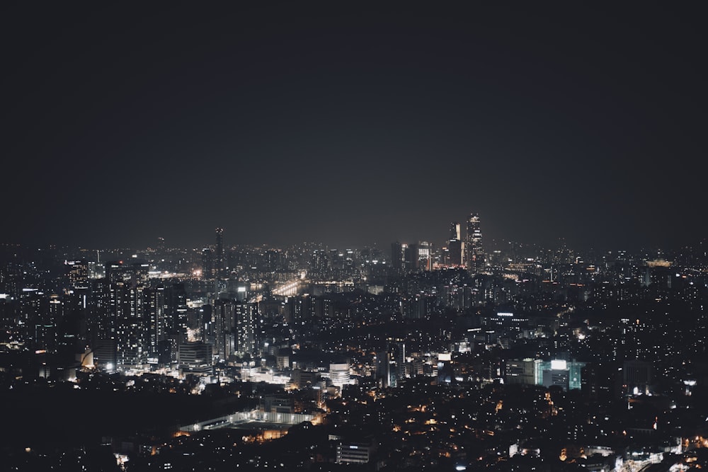 a night view of a city with a lot of lights