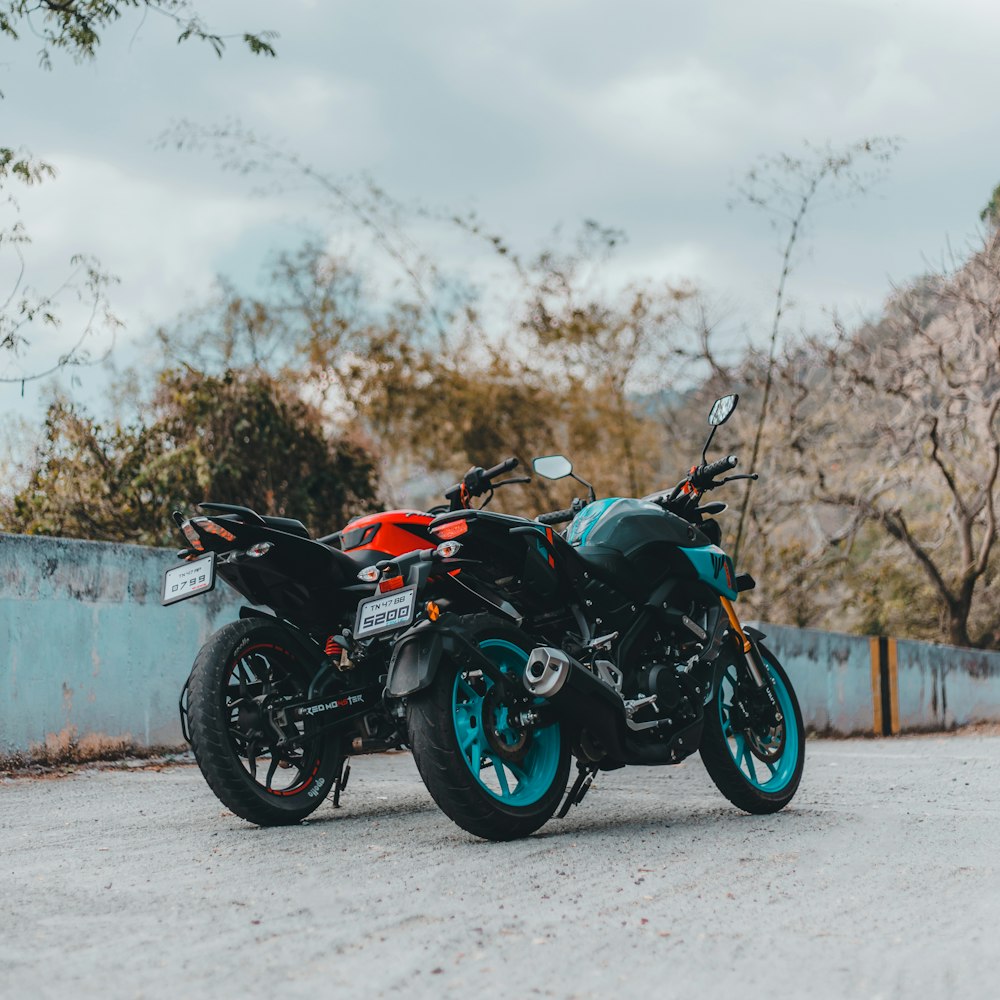 a couple of motorcycles parked next to each other