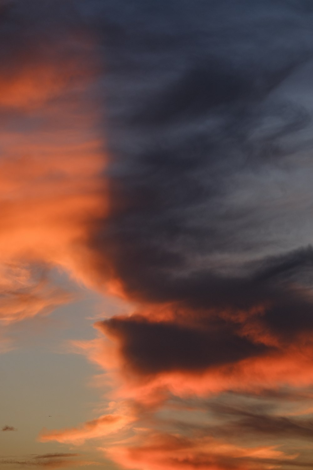 a plane flying in the sky at sunset