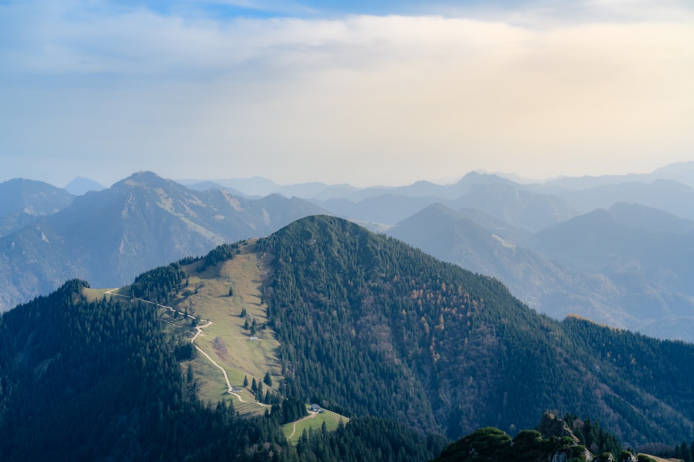 a view of a mountain range from a high point of view