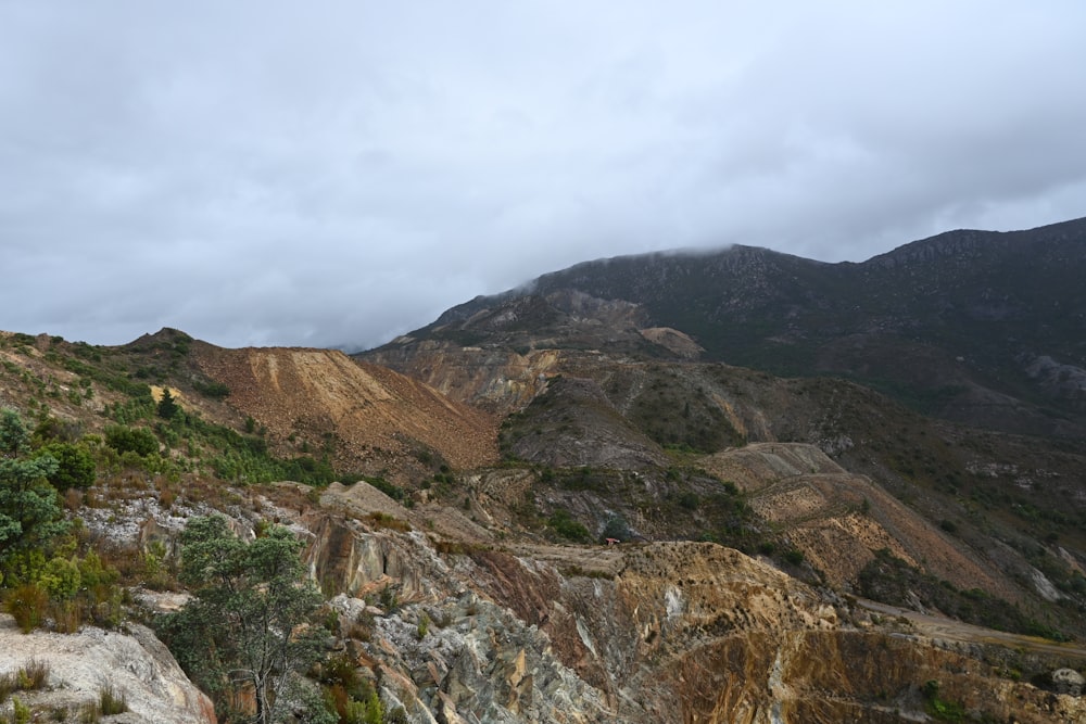 a view of a mountain range with a cloudy sky