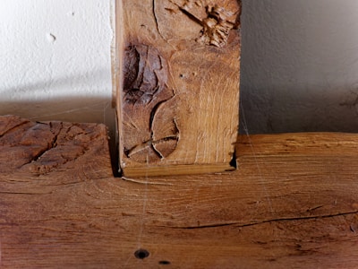 a piece of wood that has been carved into a piece of wood