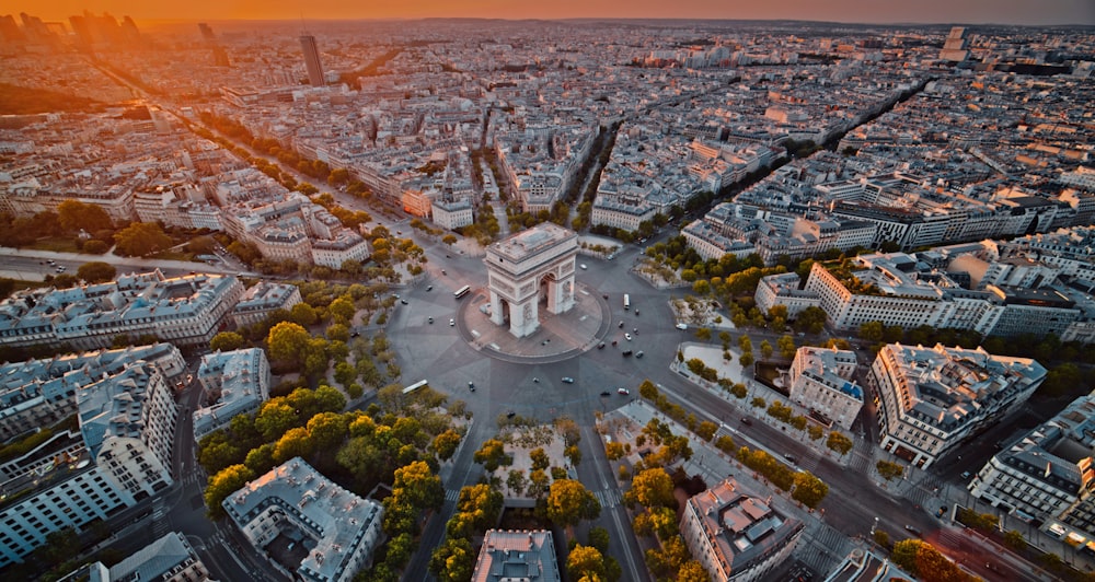 an aerial view of the eiffel tower in paris