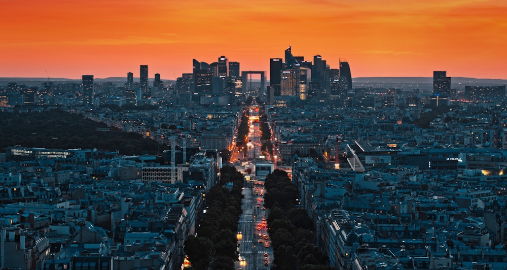 a view of a city at night from a high point of view